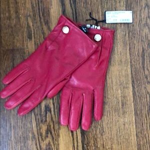 Furla red leather gloves
